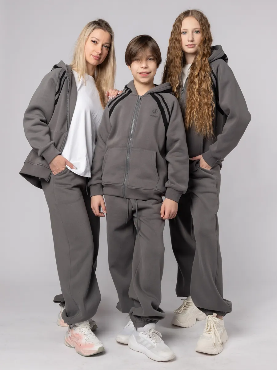 Костюм спортивный утепленный с начесом 193 графит Jeestyle